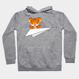 Cute Tiger on a Paper Airplane Hoodie